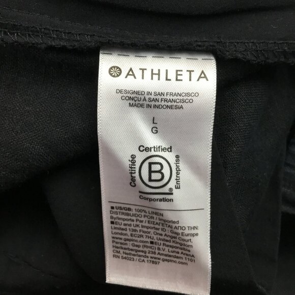Athleta Linen Pant Womens Large Black Linen Drawstring Relaxed Fit Pant - Picture 12 of 13